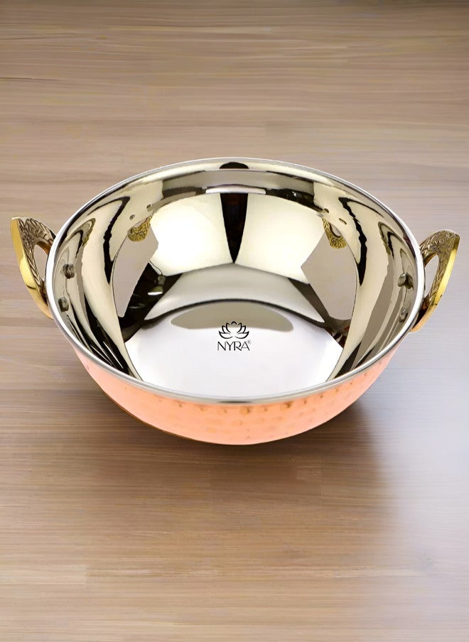 Nyra Kitchenware Copper-Toned & Steel Copper Dishwasher Safe Serving Kadhai - Image 1
